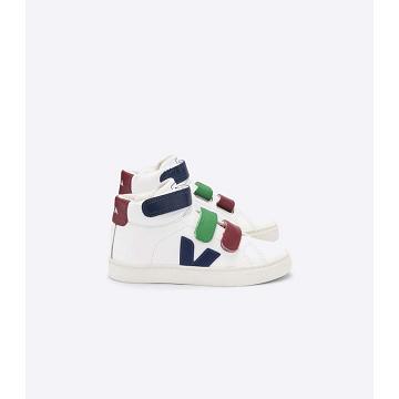 White/Red Kids' Veja ESPLAR MID LEATHER High Tops | AU 684TCE